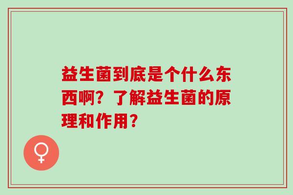 益生菌到底是个什么东西啊？了解益生菌的原理和作用？