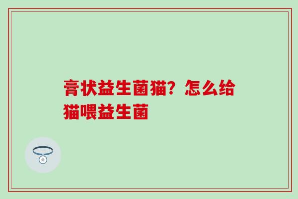膏状益生菌猫？怎么给猫喂益生菌