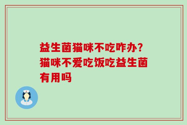 益生菌猫咪不吃咋办？猫咪不爱吃饭吃益生菌有用吗