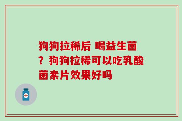 狗狗拉稀后 喝益生菌？狗狗拉稀可以吃乳酸菌素片效果好吗