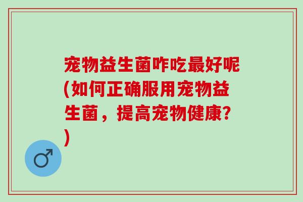 宠物益生菌咋吃好呢(如何正确服用宠物益生菌，提高宠物健康？)