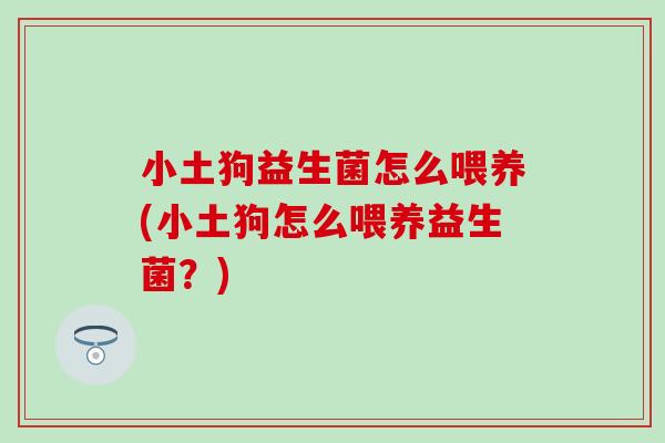 小土狗益生菌怎么喂养(小土狗怎么喂养益生菌？)