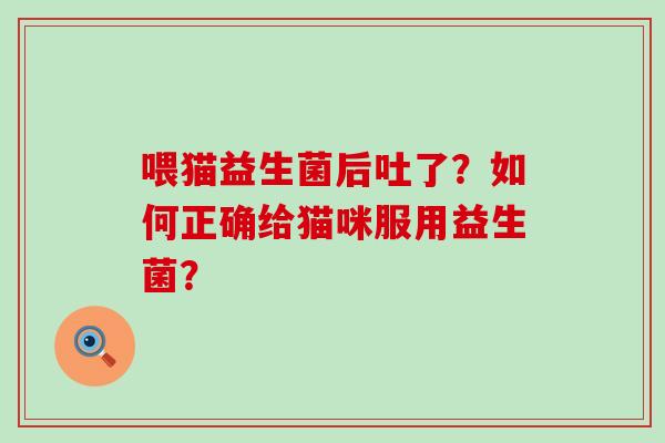 喂猫益生菌后吐了？如何正确给猫咪服用益生菌？