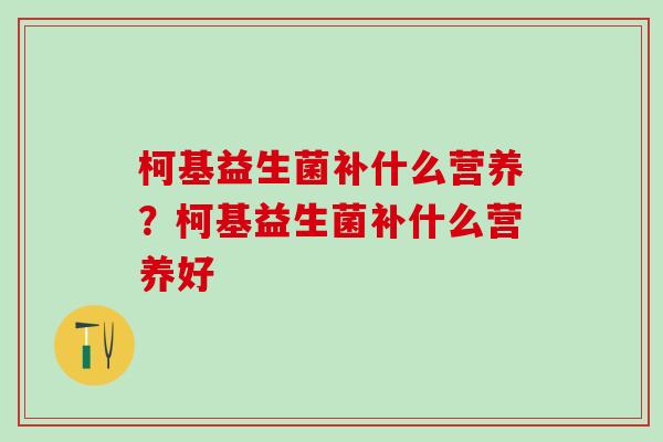 柯基益生菌补什么营养？柯基益生菌补什么营养好