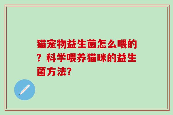 猫宠物益生菌怎么喂的？科学喂养猫咪的益生菌方法？