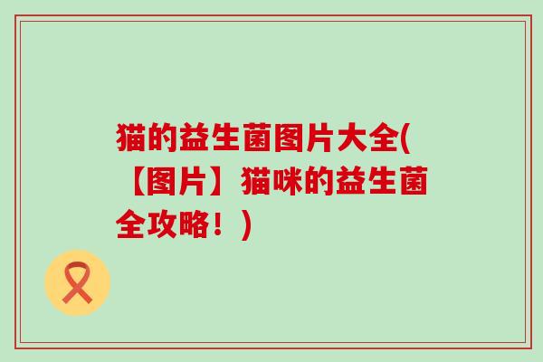 猫的益生菌图片大全(【图片】猫咪的益生菌全攻略！)