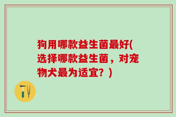 狗用哪款益生菌好(选择哪款益生菌，对宠物犬为适宜？)