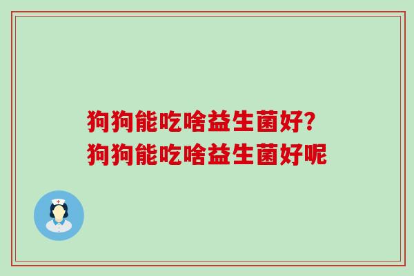 狗狗能吃啥益生菌好？狗狗能吃啥益生菌好呢