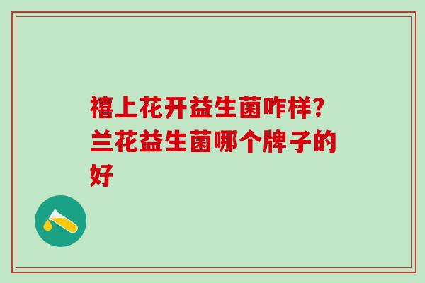 禧上花开益生菌咋样？兰花益生菌哪个牌子的好
