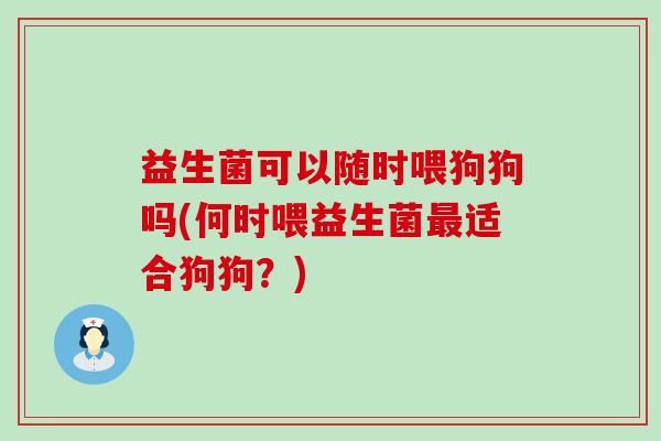 益生菌可以随时喂狗狗吗(何时喂益生菌适合狗狗？)