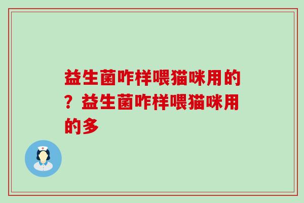 益生菌咋样喂猫咪用的？益生菌咋样喂猫咪用的多