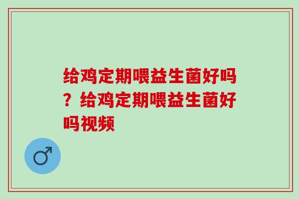 给鸡定期喂益生菌好吗？给鸡定期喂益生菌好吗视频