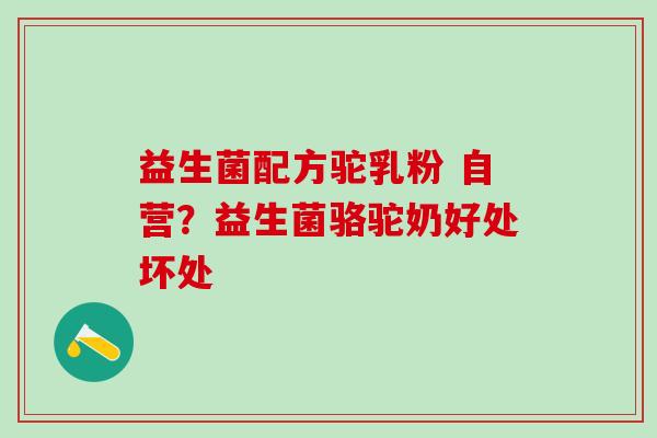 益生菌配方驼乳粉 自营？益生菌骆驼奶好处坏处
