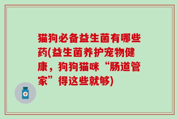 猫狗必备益生菌有哪些药(益生菌养护宠物健康，狗狗猫咪“肠道管家”得这些就够)