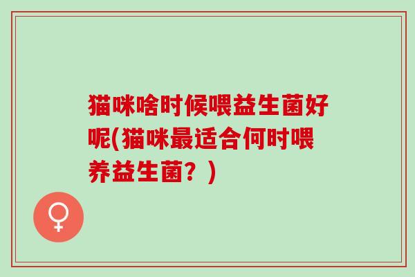 猫咪啥时候喂益生菌好呢(猫咪适合何时喂养益生菌？)