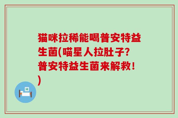 猫咪拉稀能喝普安特益生菌(喵星人拉肚子？普安特益生菌来解救！)