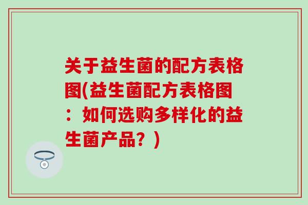 关于益生菌的配方表格图(益生菌配方表格图：如何选购多样化的益生菌产品？)
