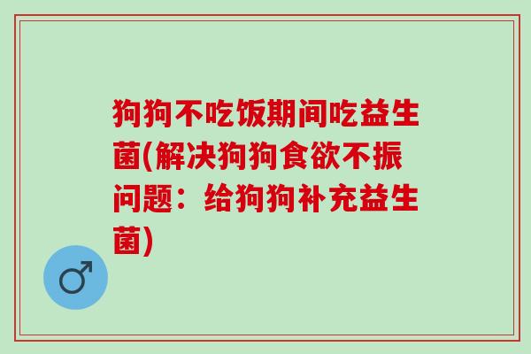狗狗不吃饭期间吃益生菌(解决狗狗不振问题：给狗狗补充益生菌)