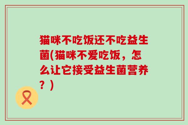 猫咪不吃饭还不吃益生菌(猫咪不爱吃饭，怎么让它接受益生菌营养？)