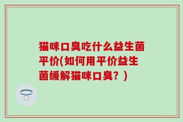 猫咪吃什么益生菌平价(如何用平价益生菌缓解猫咪？)