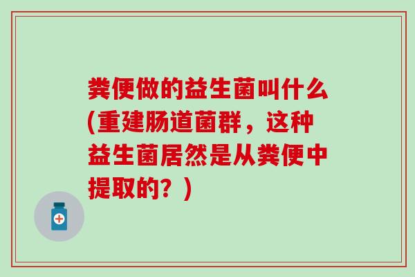 粪便做的益生菌叫什么(重建肠道菌群，这种益生菌居然是从粪便中提取的？)