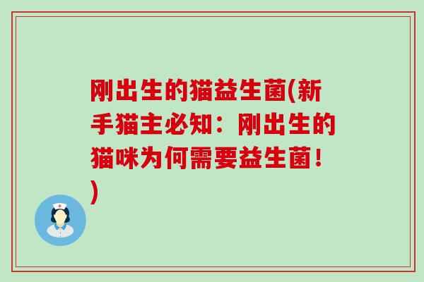 刚出生的猫益生菌(新手猫主必知：刚出生的猫咪为何需要益生菌！)