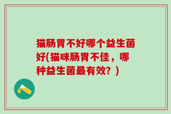 猫肠胃不好哪个益生菌好(猫咪肠胃不佳，哪种益生菌有效？)