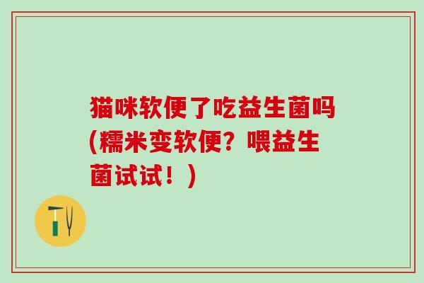 猫咪软便了吃益生菌吗(糯米变软便？喂益生菌试试！)
