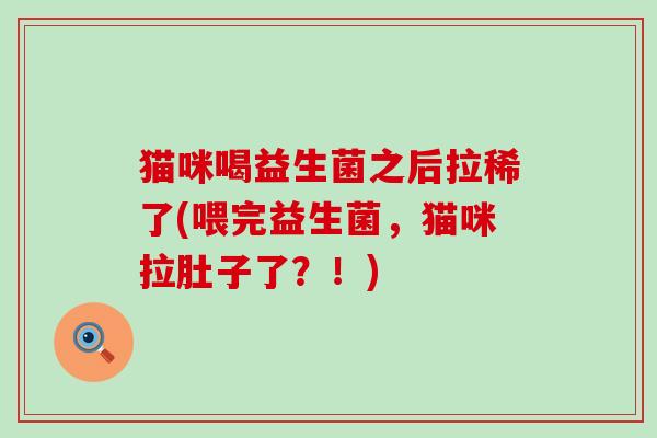猫咪喝益生菌之后拉稀了(喂完益生菌，猫咪拉肚子了？！)