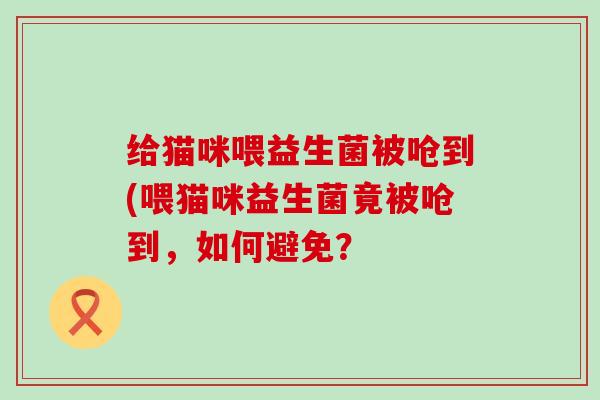 给猫咪喂益生菌被呛到(喂猫咪益生菌竟被呛到，如何避免？