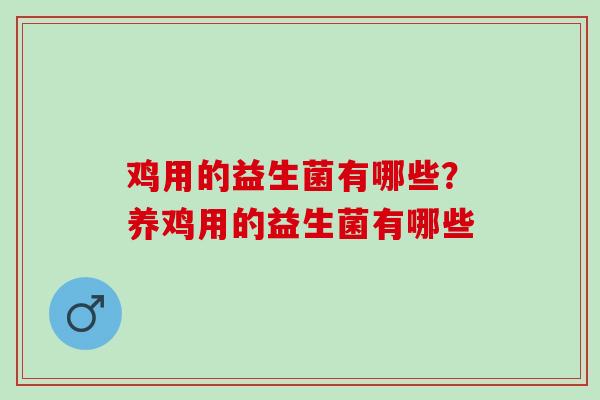 鸡用的益生菌有哪些？养鸡用的益生菌有哪些