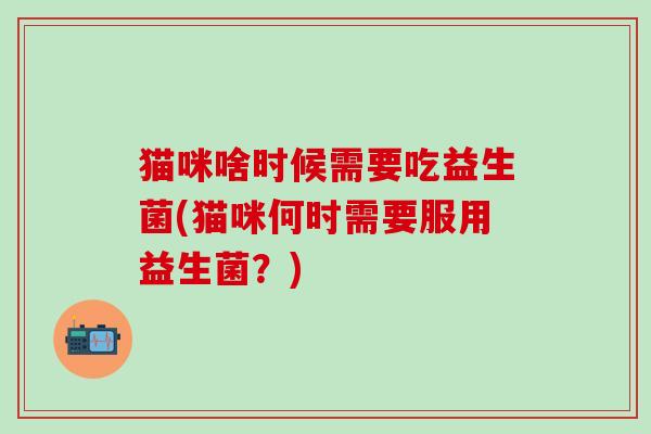 猫咪啥时候需要吃益生菌(猫咪何时需要服用益生菌？)