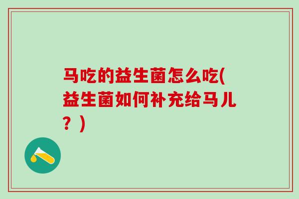 马吃的益生菌怎么吃(益生菌如何补充给马儿？)