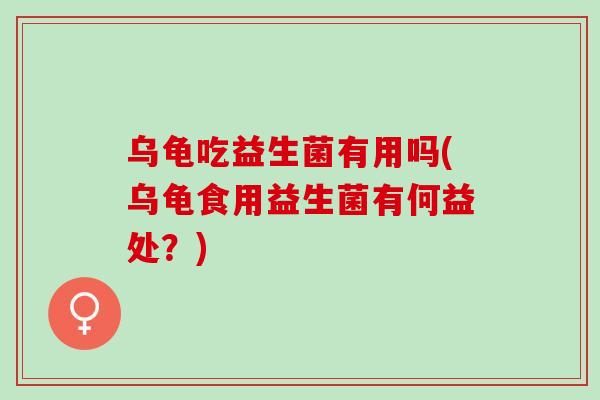 乌龟吃益生菌有用吗(乌龟食用益生菌有何益处？)
