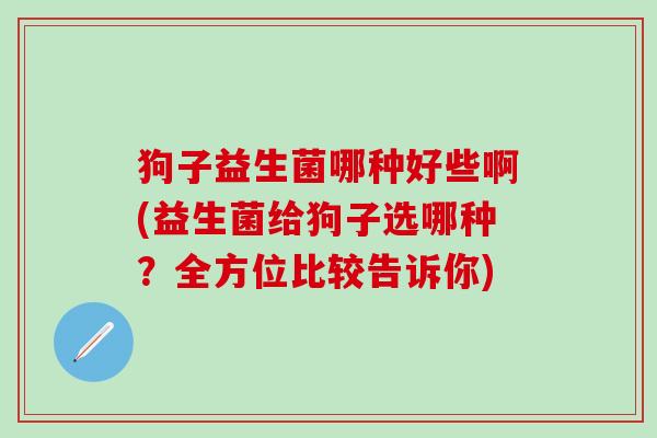 狗子益生菌哪种好些啊(益生菌给狗子选哪种？全方位比较告诉你)