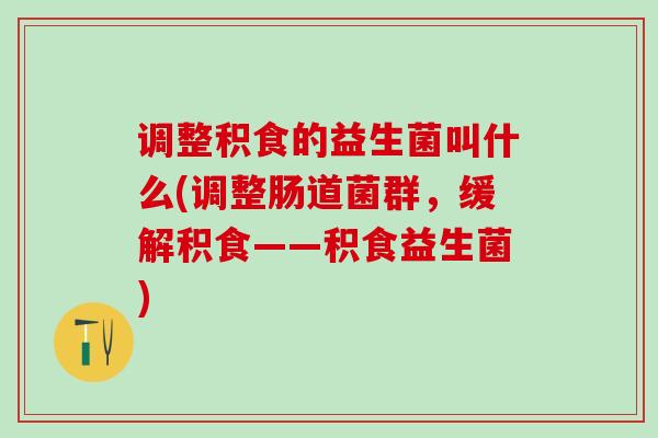 调整积食的益生菌叫什么(调整肠道菌群，缓解积食——积食益生菌)