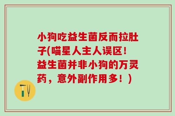 小狗吃益生菌反而拉肚子(喵星人主人误区！益生菌并非小狗的万灵药，意外副作用多！)