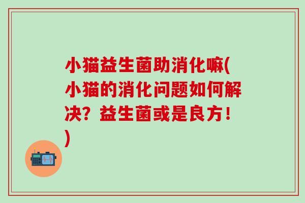 小猫益生菌助消化嘛(小猫的消化问题如何解决？益生菌或是良方！)