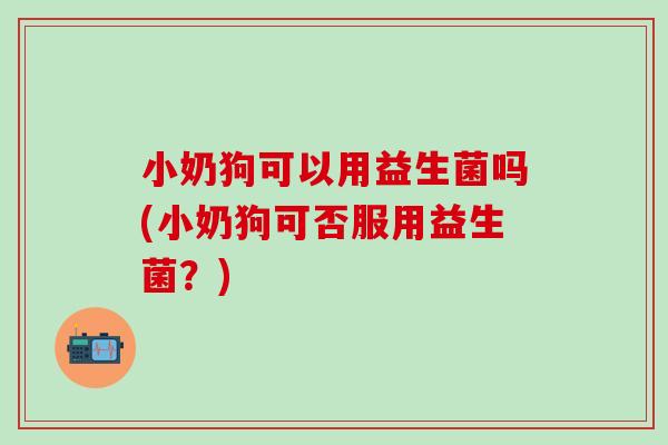 小奶狗可以用益生菌吗(小奶狗可否服用益生菌？)