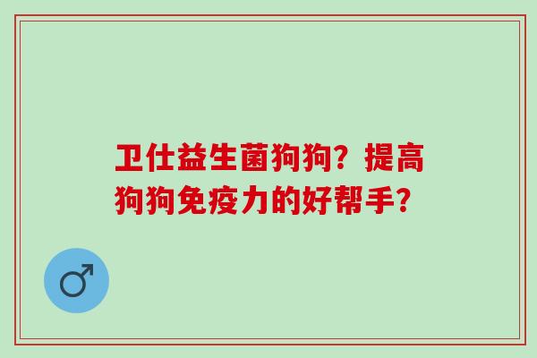 卫仕益生菌狗狗？提高狗狗力的好帮手？