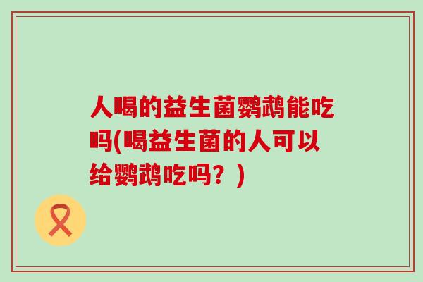 人喝的益生菌鹦鹉能吃吗(喝益生菌的人可以给鹦鹉吃吗？)