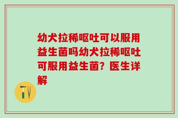 幼犬拉稀可以服用益生菌吗幼犬拉稀可服用益生菌？医生详解