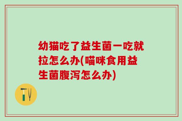 幼猫吃了益生菌一吃就拉怎么办(喵咪食用益生菌怎么办)