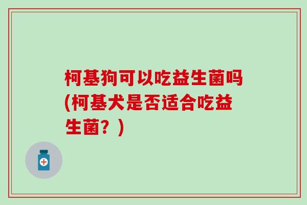柯基狗可以吃益生菌吗(柯基犬是否适合吃益生菌？)