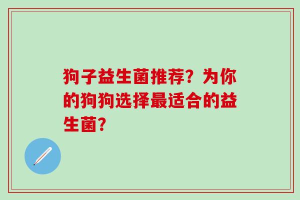 狗子益生菌推荐？为你的狗狗选择适合的益生菌？
