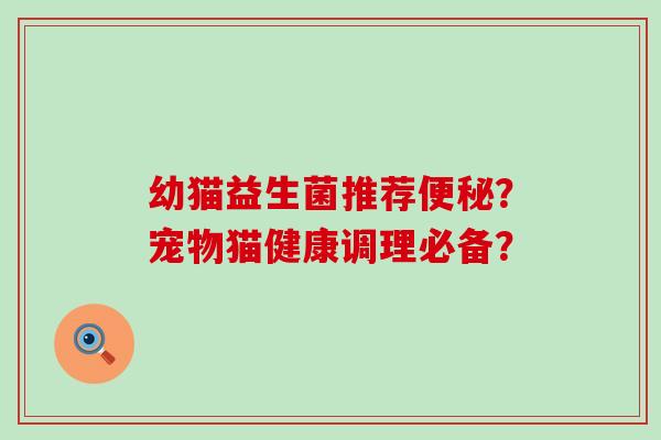 幼猫益生菌推荐？宠物猫健康调理必备？