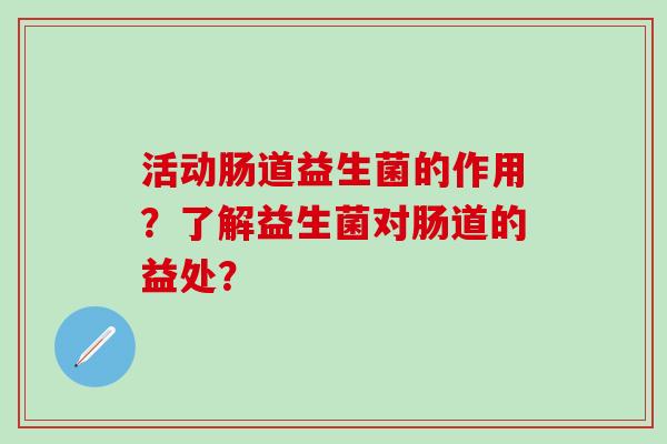 活动肠道益生菌的作用？了解益生菌对肠道的益处？