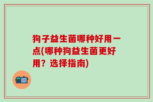 狗子益生菌哪种好用一点(哪种狗益生菌更好用？选择指南)