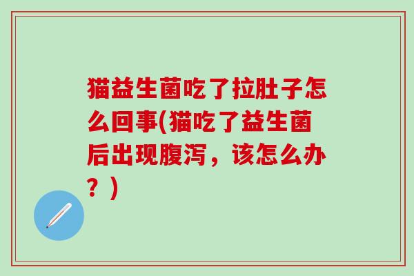 猫益生菌吃了拉肚子怎么回事(猫吃了益生菌后出现，该怎么办？)