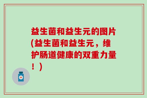 益生菌和益生元的图片(益生菌和益生元，维护肠道健康的双重力量！)